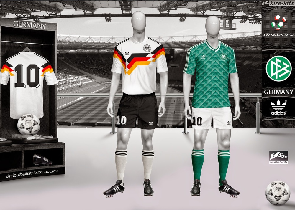 Germany Home and Away Kits World Cup Italy 1990